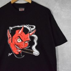 画像1: 90's COOP USA製 "レッドデビル" プリントTシャツ BLACK L (1)