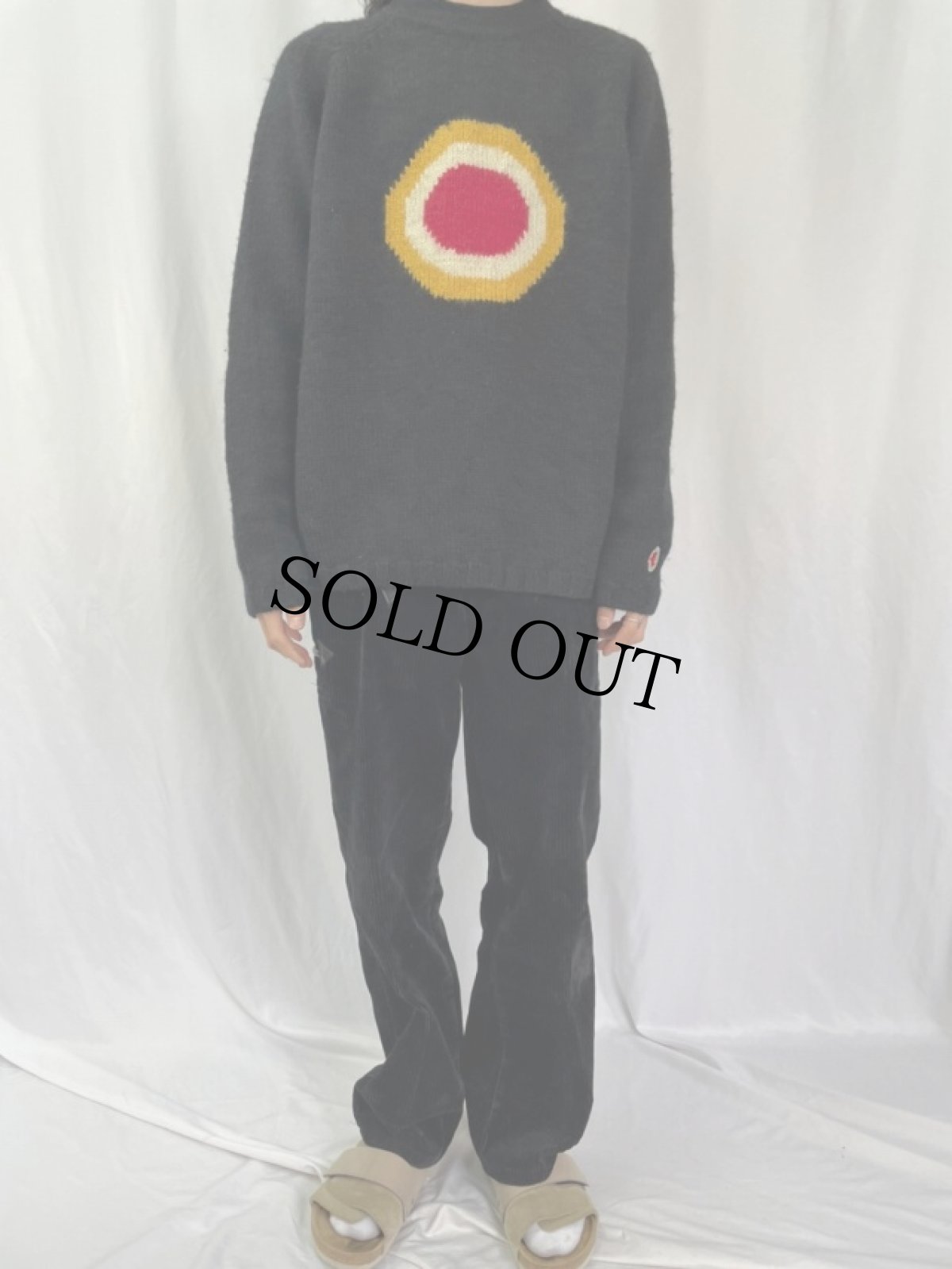 画像2: 90's ターゲットマーク ウールコットンニットセーター BLACK L (2)