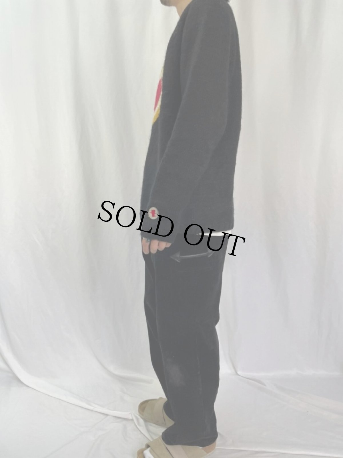 画像3: 90's ターゲットマーク ウールコットンニットセーター BLACK L (3)