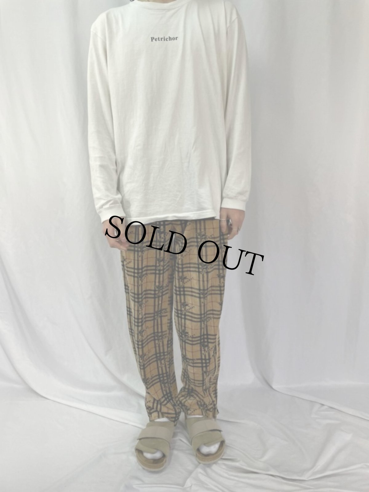 画像2: BURBERRY LONDON バーバリーチェック 柄 ベロアイージーパンツ M (2)