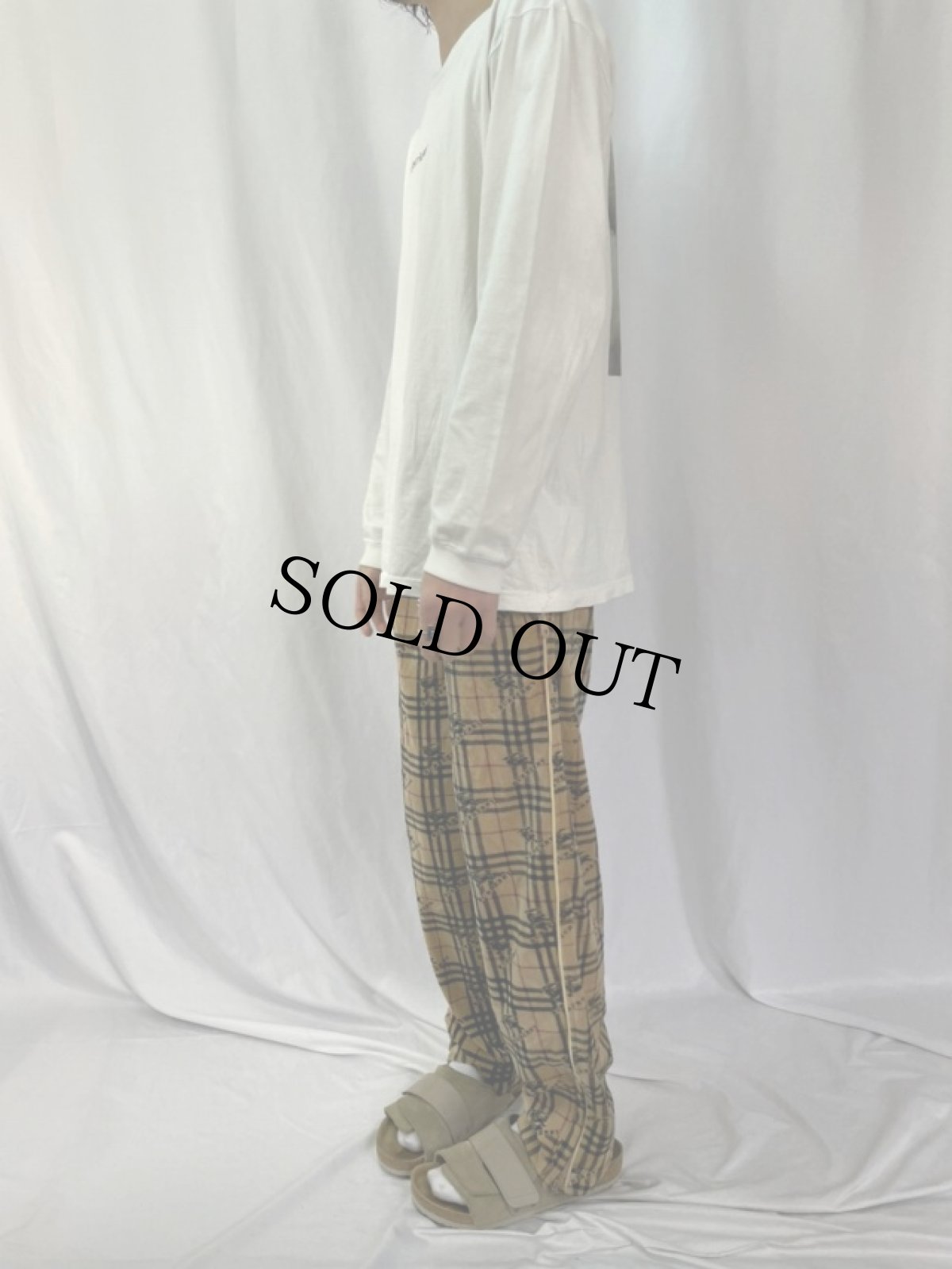 画像3: BURBERRY LONDON バーバリーチェック 柄 ベロアイージーパンツ M (3)