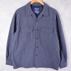 画像1: 90's PENDLETON オープンカラーウールシャツ L (1)