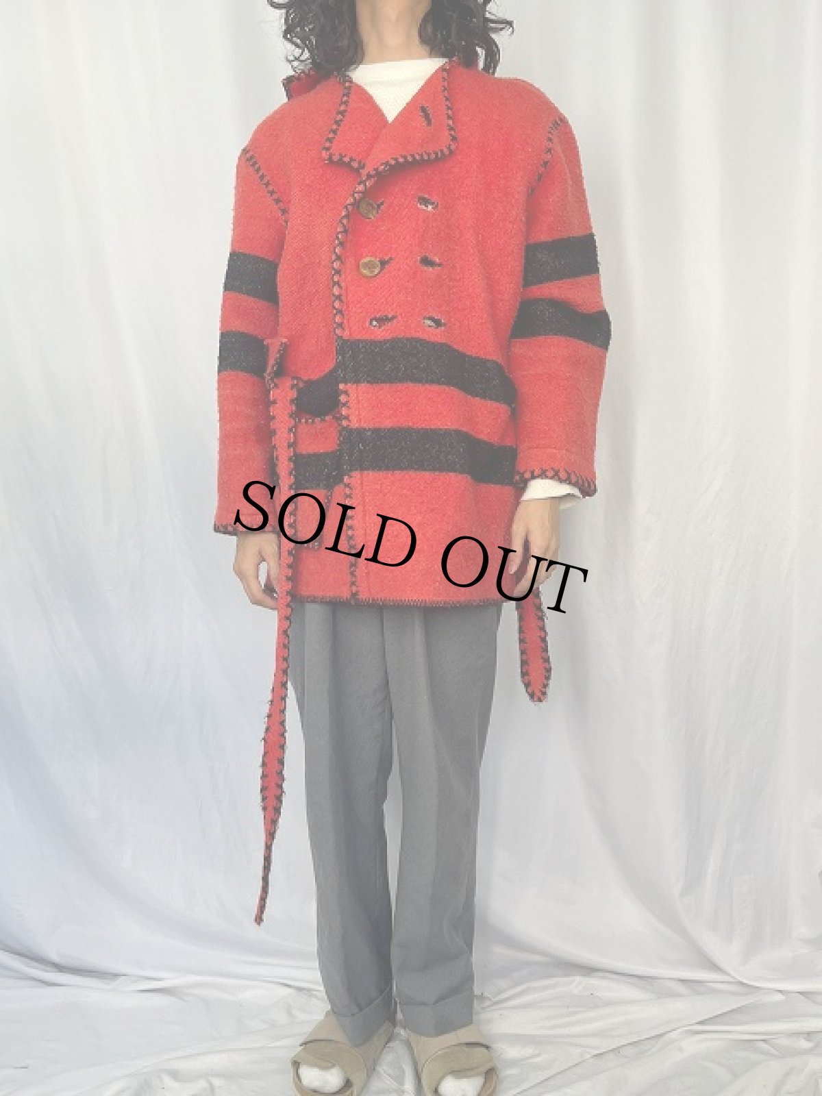 画像2: 60's ハンドメイド Baron woolen mills ダブルブレスト ラグフードコート (2)