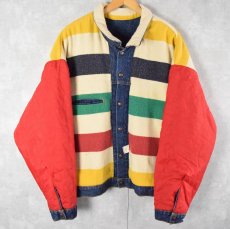 画像1: 90's Levi's×Hudson's Bay 70617-0291 USA製 ブランケットライナー リバーシブルデニムジャケット XL (1)