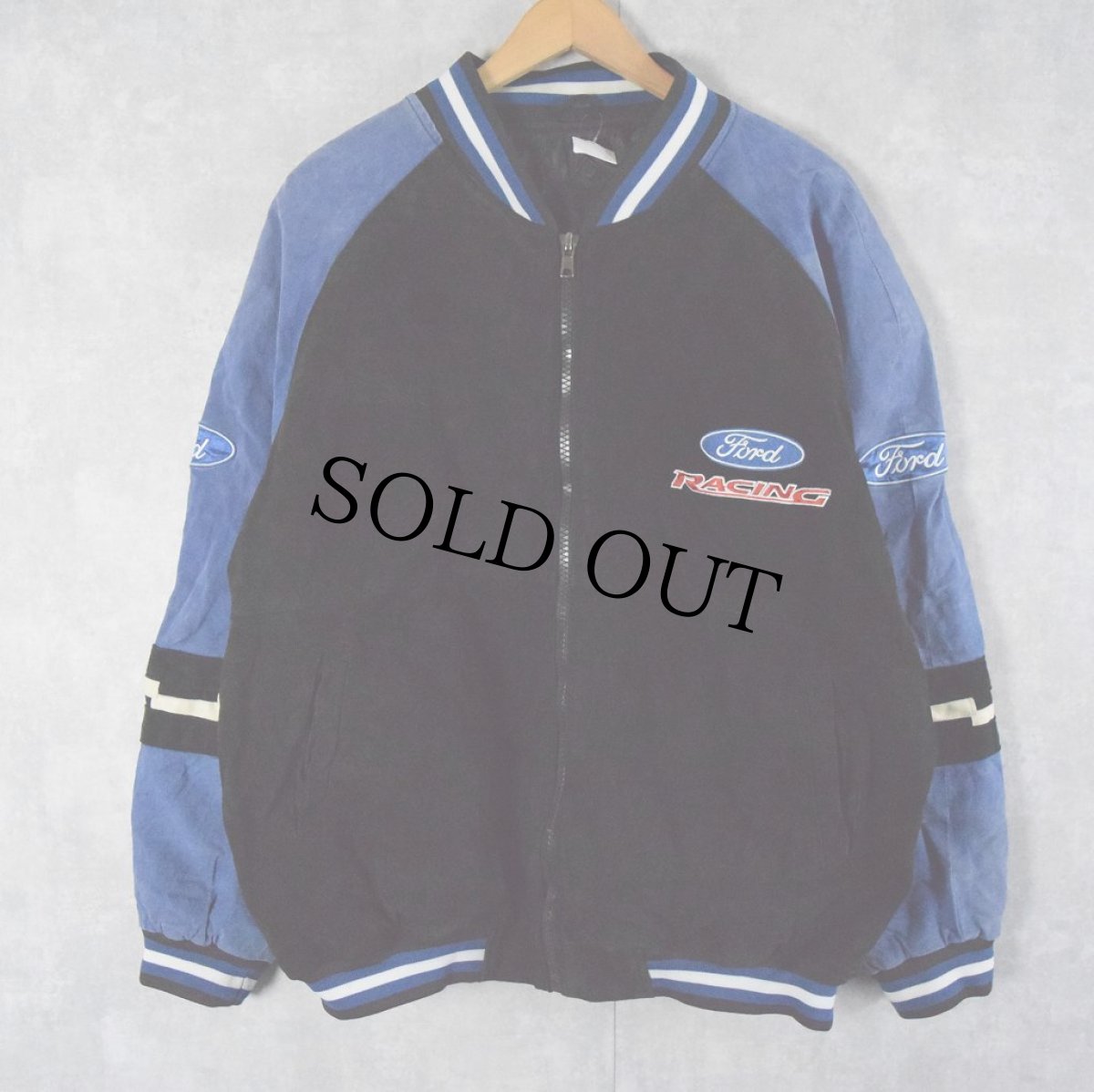 画像2: ESSEX "Ford Racing" スエードレーシングジャケット L (2)