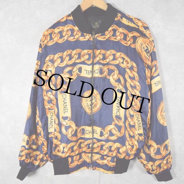 シャネル　ジャケット　ブラウス　総柄　シルク　金ボタン　スカーフ　ヴィンテージ CHANEL シャネル BOUTIQUE ヴィンテージ vintage ノーカラー