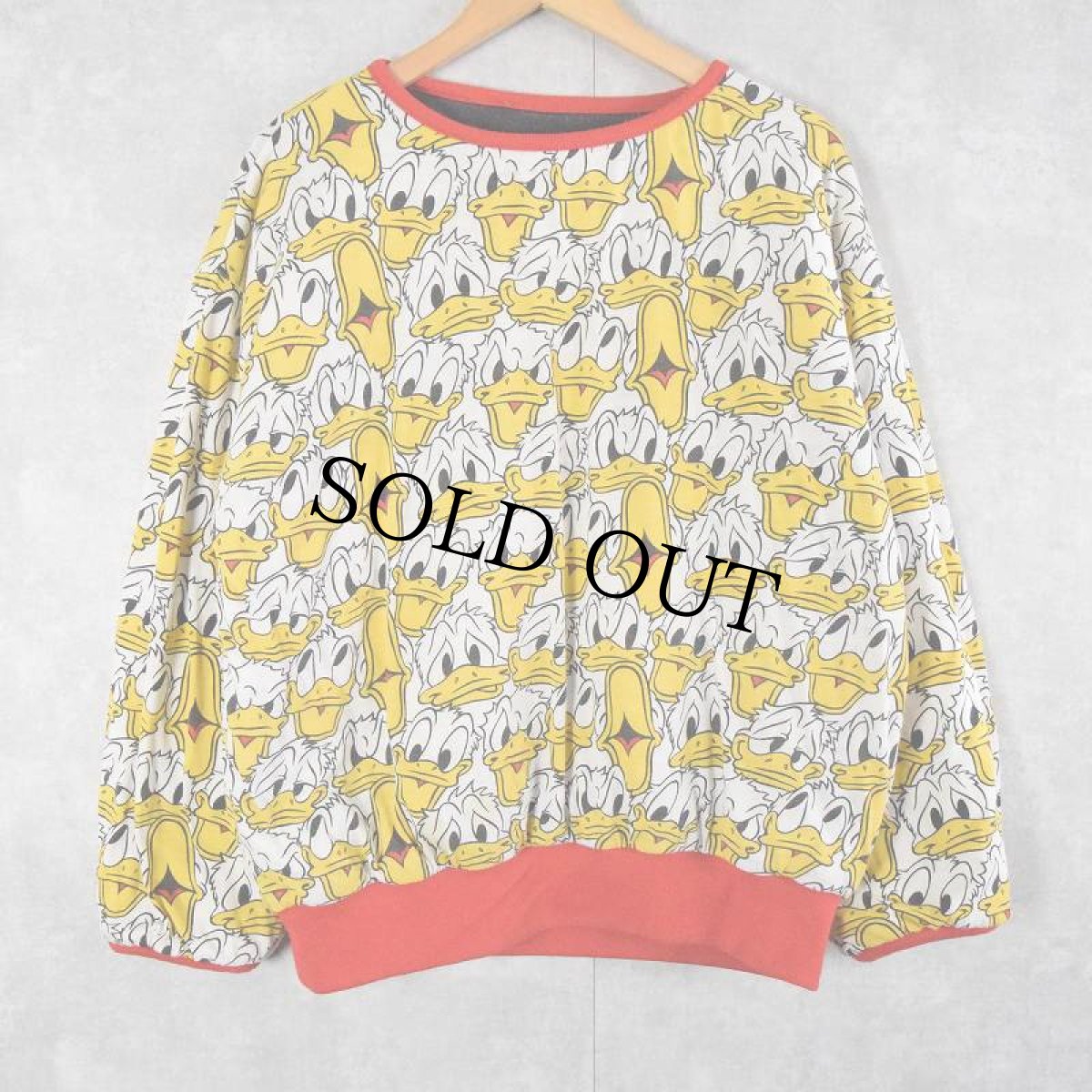 画像2: 90's〜 Disney ドナルドダック キャラクター総柄 リバーシブルスウェット (2)