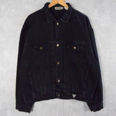 画像1: 90's GUESS ブラックデニムジャケット XL (1)