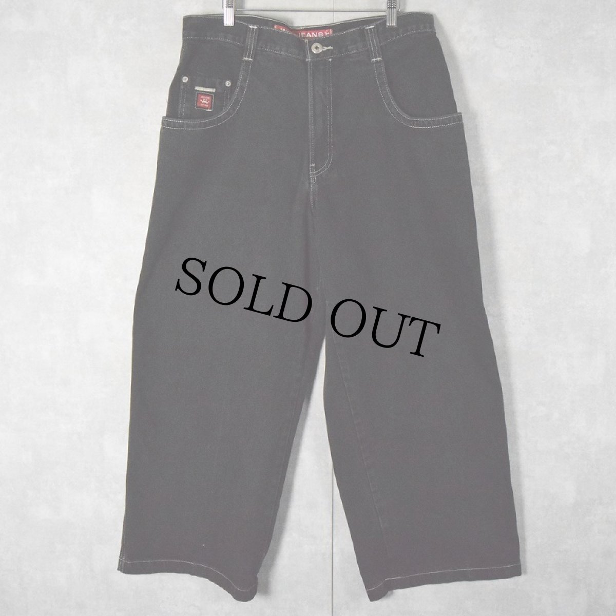 画像2: JNCO JEANS ロゴ刺繍 ブラックデニムパンツ W35 (2)