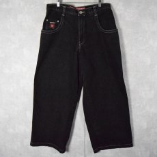 画像2: JNCO JEANS ロゴ刺繍 ブラックデニムパンツ W35 (2)