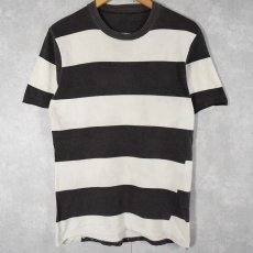 画像1: 60's ファットボーダー柄 コットンTシャツ BLACK×WHITE (1)