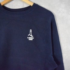画像1: 70's Champion 青単色タグ REVERSE WEAVE USA製 "LANDS' END" プリントスウェット S (1)