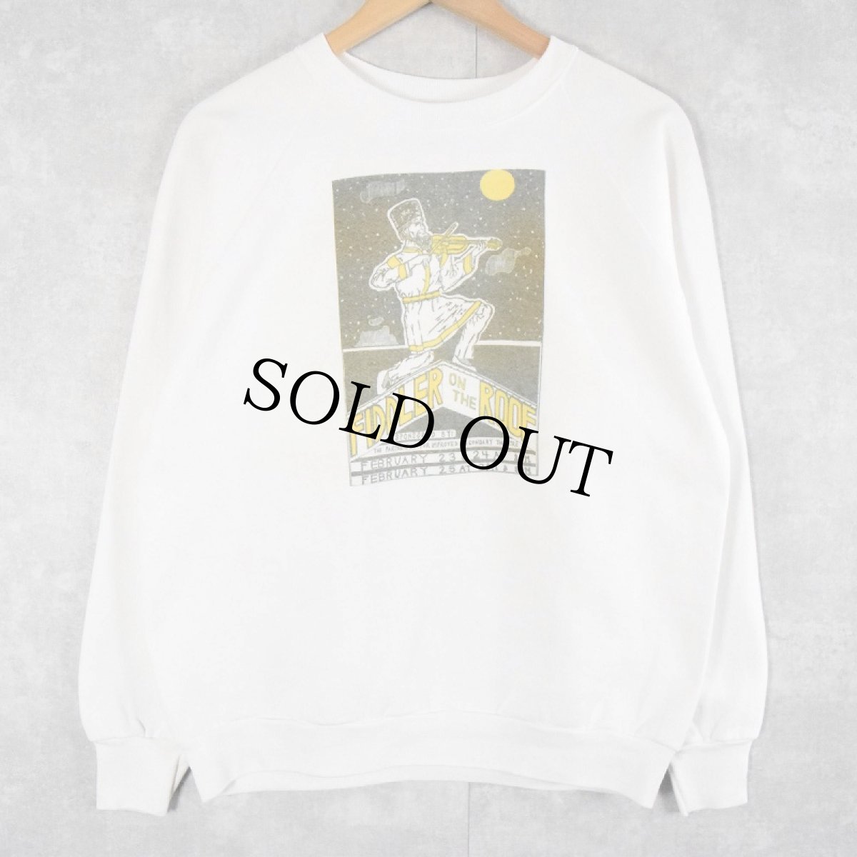 画像2: 80's USA製 "FIDDLER ON THE ROOF" 映画プリント ラグランスウェット L (2)