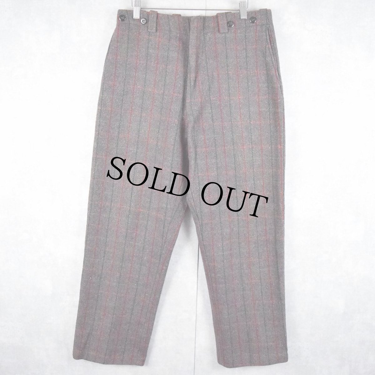 画像1: 60's "MALONE PANTS" チェック柄 メルトンウールパンツ W31 (1)