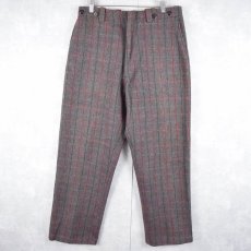 画像1: 60's "MALONE PANTS" チェック柄 メルトンウールパンツ W31 (1)