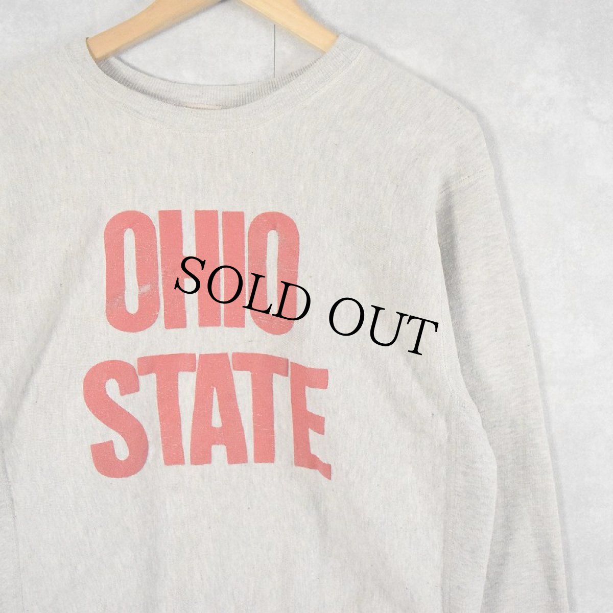 画像1: 70's Champion 赤単色タグ REVERSE WEAVE USA製 "OHIO STATE" プリントスウェット M (1)