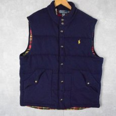 画像1: POLO Ralph Lauren ロゴ刺繍 中綿入りベスト NAVY L (1)