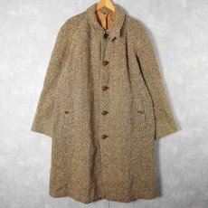 画像1: 50's BURBERRYS ENGLAND製 "IRISH TWEED" ヘリンボーン織 ツイードステンカラーコート (1)