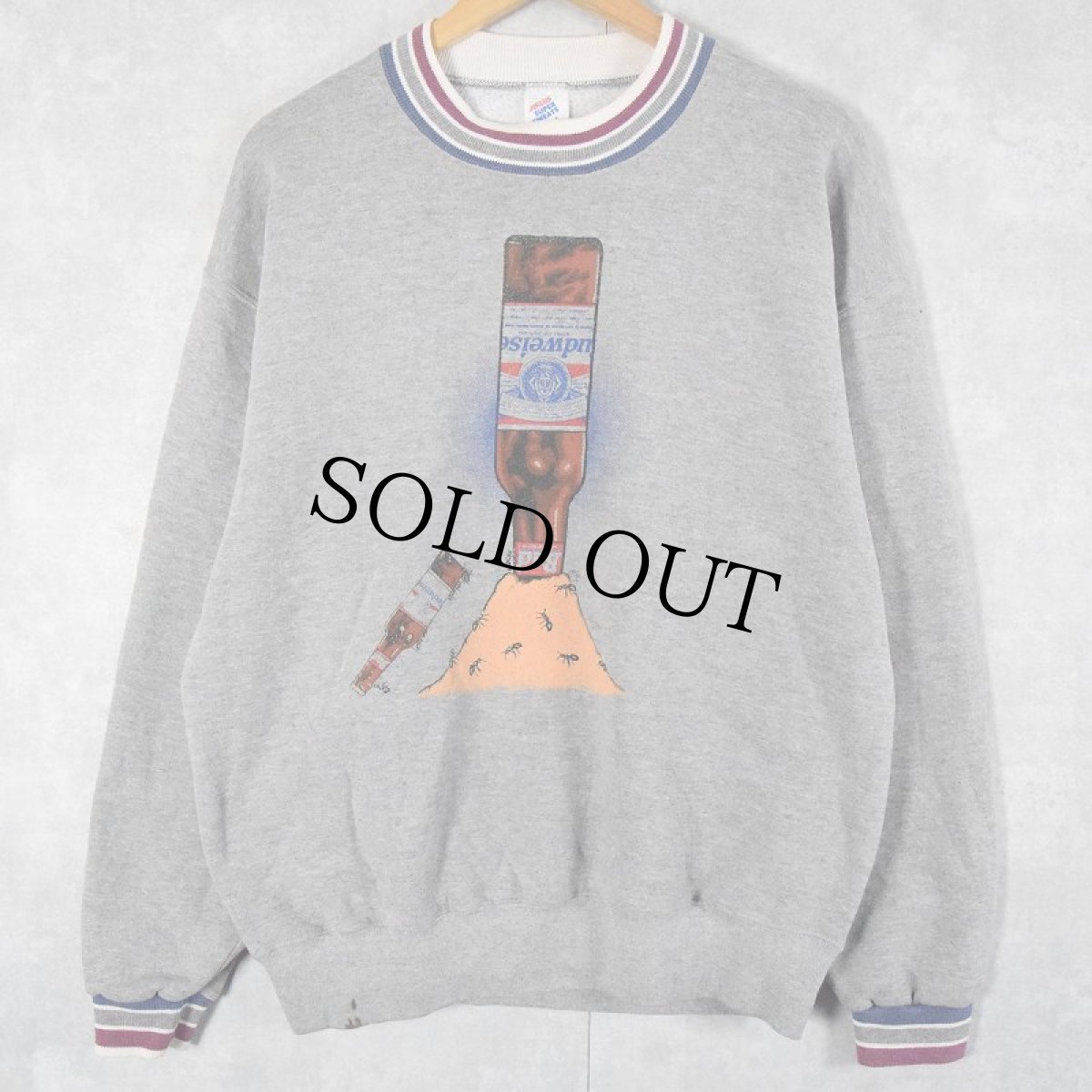 画像2: 90's Budweiser USA製 リブボーダー ビールメーカープリントスウェット  (2)