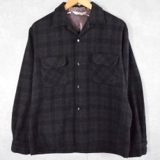 画像1: 60's PENNY'S TOWNCRAFT チェック柄 ウールオープンカラーシャツ M (1)