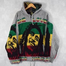 画像1: Bob Marley エクアドル製 シャギーニットジップパーカー XL (1)