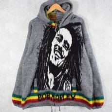 画像1: Bob Marley エクアドル製 シャギーニットジップパーカー L (1)