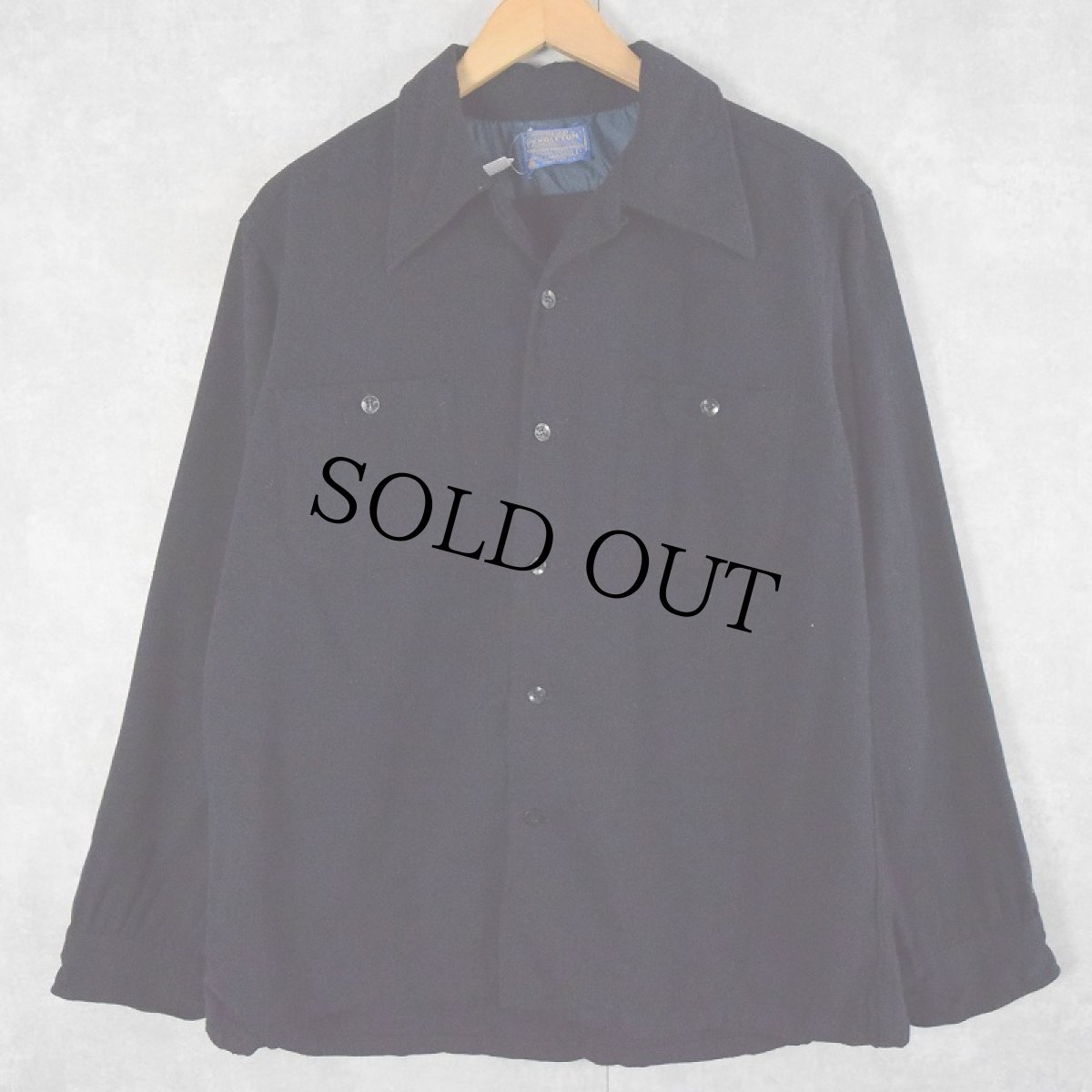 画像1: 70's PENDLETON USA製 オープンカラーウールシャツ L (1)