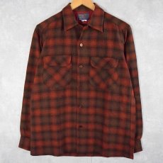 画像1: 70's PENDLETON USA製 チェック柄 ウールオープンカラーシャツ S (1)