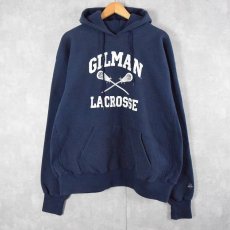 画像1: 90's USA製 "GILMAN LACROSSE" プリントスウェットフーディー XXL (1)