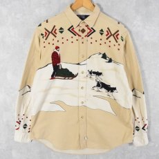 画像1: 90's POLO Ralph Lauren USA製 エスキモー柄 ネルシャツ L (1)