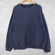 画像1: 90's LANDS'END USA製 前V パイルスウェット NAVY XL (1)