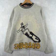 画像1: EURO AUTHENTIC "SNOWBOARD" スキーニットセーター XL (1)