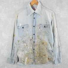 画像1: 70's Levi's ペンキペイント シャンブレーシャツ L (1)