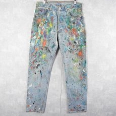 画像1: 90's Levi's 501 USA製 ペンキペイント デニムパンツ W33 (1)