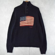 画像1: POLO Ralph Lauren 星条旗柄 ハイネックニットセーター XL (1)