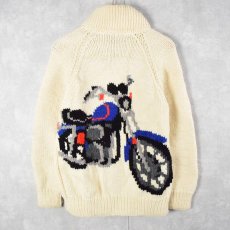 画像4: 70's  バイク柄 カウチンニットジャケット (4)