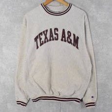 画像1: Champion REVERSE WEAVE "TEXAS A&M" ボーダーリブスウェット L (1)