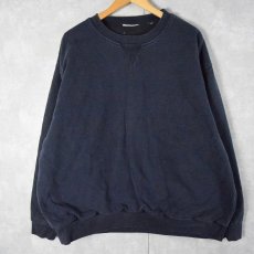 画像1: 前V 裏サーマル ダブルフェイススウェット NAVY (1)