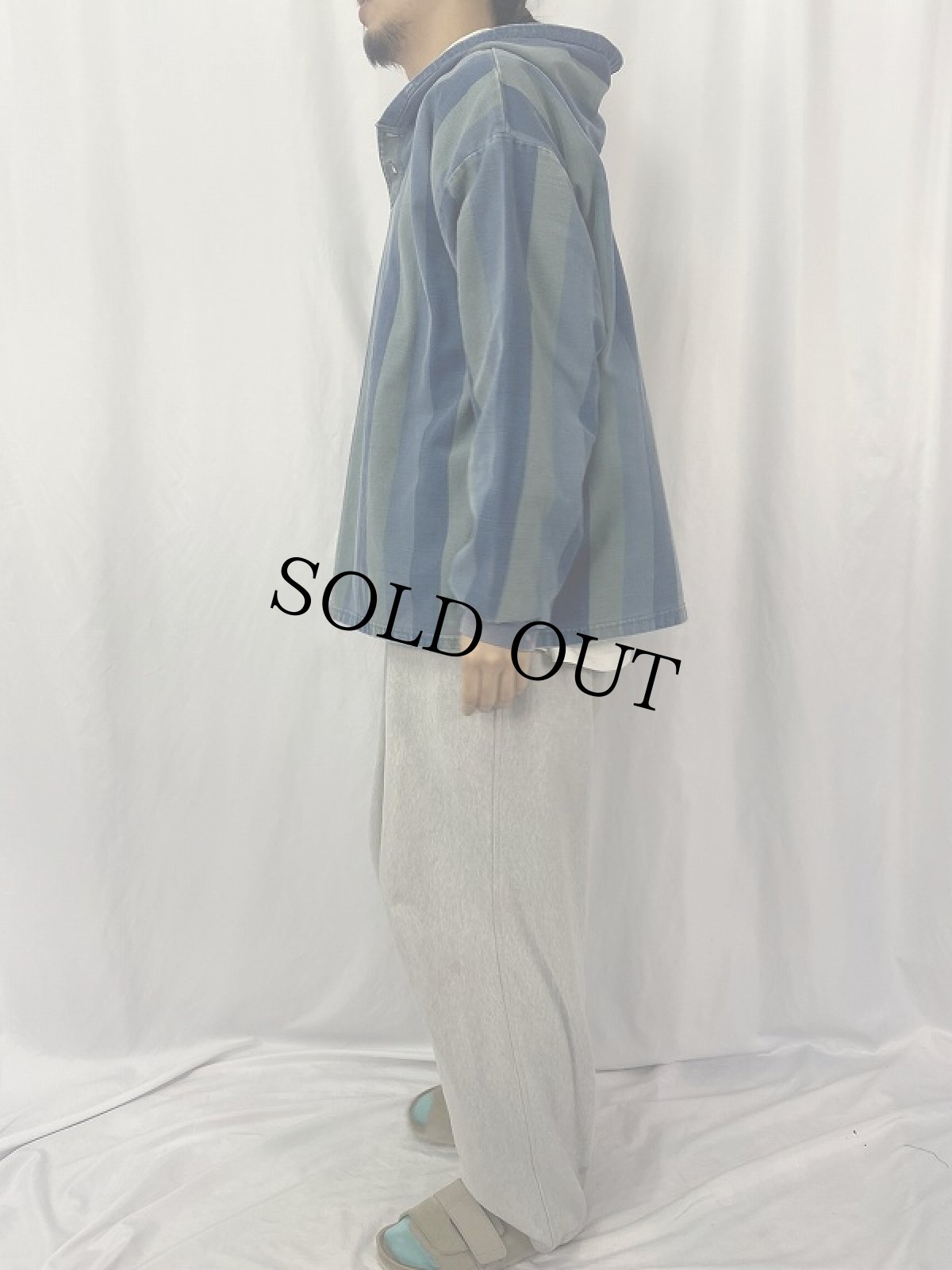 画像3: ストライプ柄 プルオーバーパーカー XL (3)