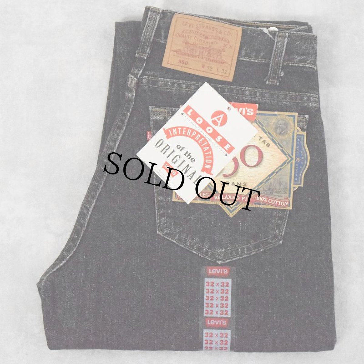 画像1: 90's Levi's 550 USA製 ブラックデニムパンツ DEADSTOCK W31 (1)