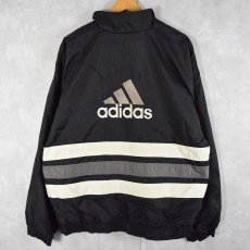 画像1: 90's adidas ロゴ刺繍 ナイロンジャケット XL BLACK (1)