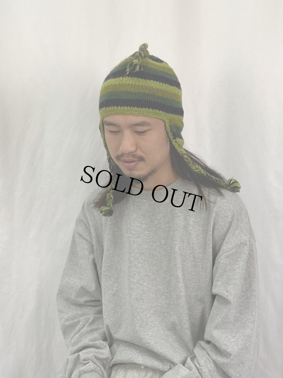 画像2: NAPAL製 ボーダー柄 イヤーカフニットキャップ (2)