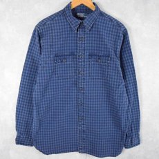 画像1: POLO Ralph Lauren ギンガムチェック柄 チンスト付き コットンシャツ L (1)