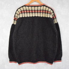 画像1: NORWAY製 ボートネック ジャガードニットセーター (1)