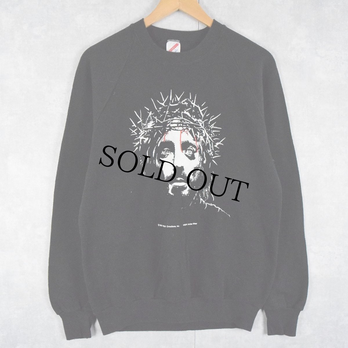 画像2: 80's USA製 Jesus Christ ジーザスプリント ラグランスウェット L (2)