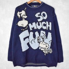 画像1: SNOOPY "SO MUCH FUN" ジャガードニットセーター  (1)