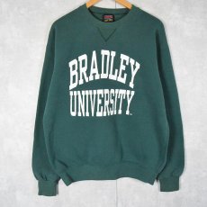 画像1: 80〜90's "BRADLEY UNIVERSITY" 前V プリントスウェット L (1)