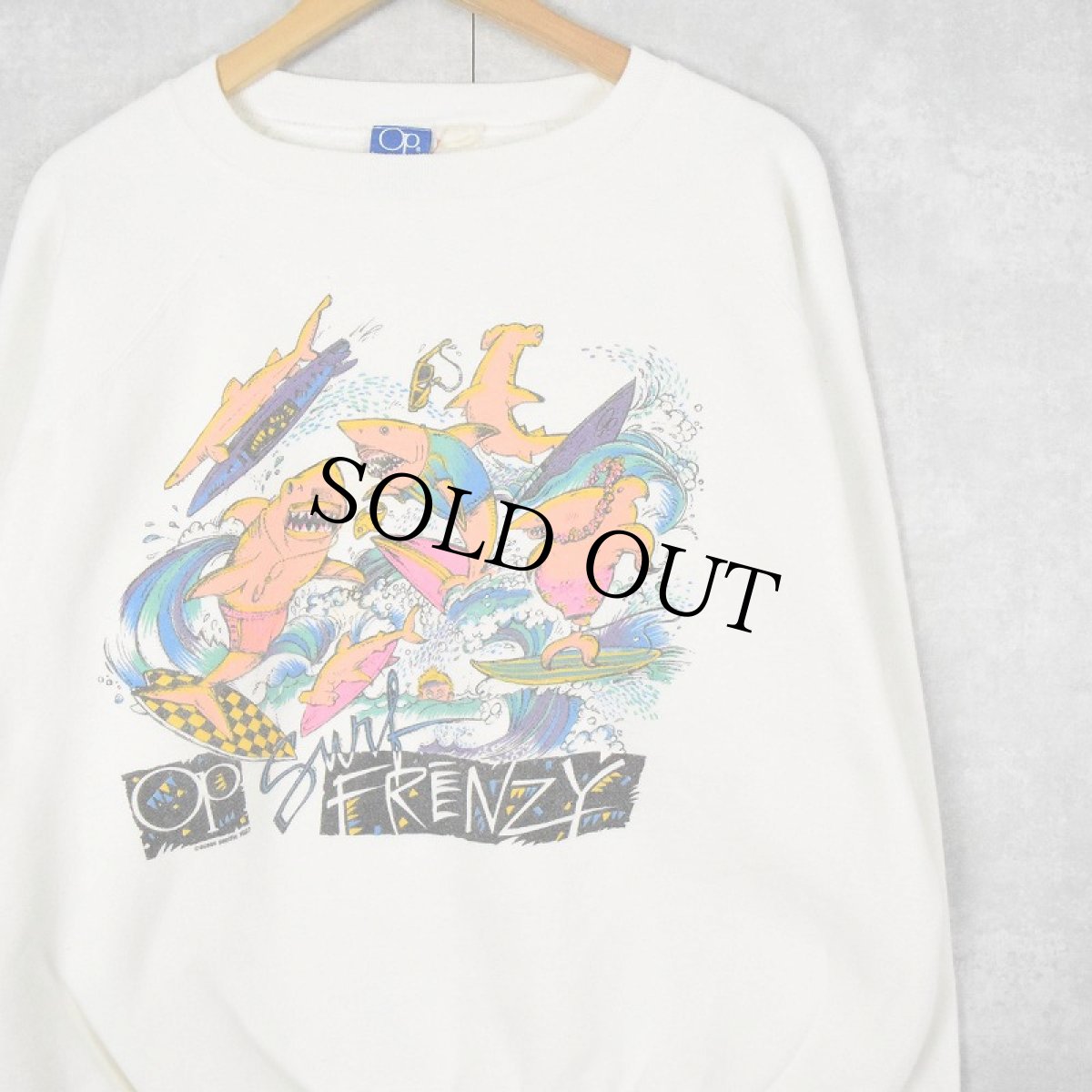 画像1: 【SALE】 80's Ocean Pacific サメイラストスウェット XL (1)
