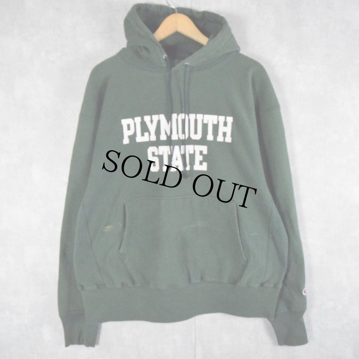 画像1: 00's Champiom REVERSE WEAVE "PLYMOUTH STATE" プリントスウェットフーディー XL (1)