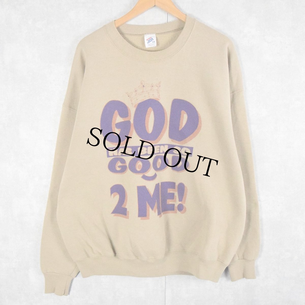 画像1: 90's USA製 "GOD HAS BEEN SO GOOD 2 ME" ジーザスプリントスウェット 2X (1)